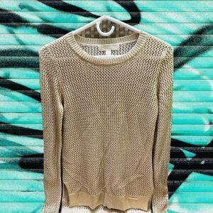 Michael Kors metallic Gold Shimmer knit sweater XS